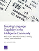 Book cover of: Ensuring Language Capability in the Intelligence Community. By: Beth J. Asch