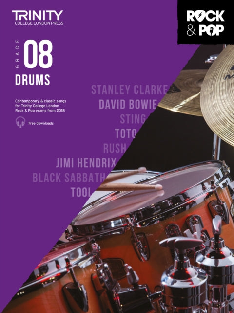 Book cover of: Trinity College London Rock & Pop 2018 Drums Grade 8. By: Hal Leonard Corp.