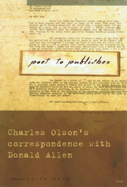 Book cover of: Poet to Publisher. By: Charles Olson