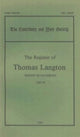 Book cover of: Register of Thomas Langton, Bishop of Salisbury, 1485-93. By: D. P. Wright