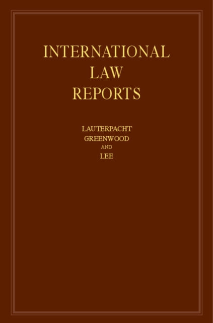 Book cover of: International Law Reports: Volume 166. By: Elihu Lauterpacht