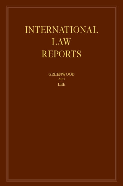 Book cover of: International Law Reports: Volume 169. By: Elihu Lauterpacht