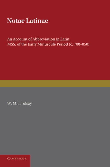 Book cover of: Notae Latinae. By: W. M. Lindsay