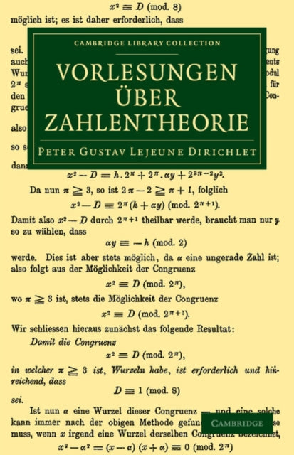 Book cover of: Vorlesungen uber Zahlentheorie. By: Peter Gustav Lejeune-Dirichlet