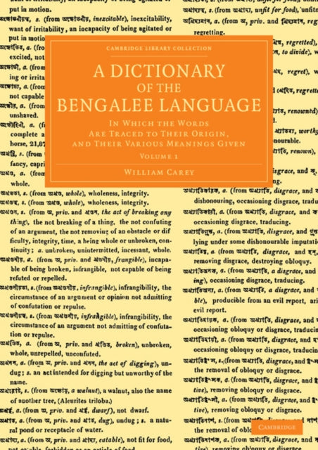 Book cover of: Dictionary of the Bengalee Language. By: William Carey
