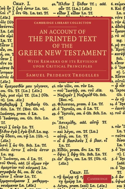 Book cover of: Account of the Printed Text of the Greek New Testament. By: Samuel Prideaux Tregelles