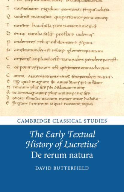 Book cover of: Early Textual History of Lucretius' De rerum natura. By: David Butterfield