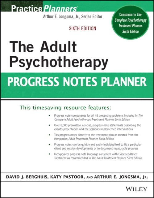 Book cover of: Adult Psychotherapy Progress Notes Planner. By: Arthur E., Jr Jongsma