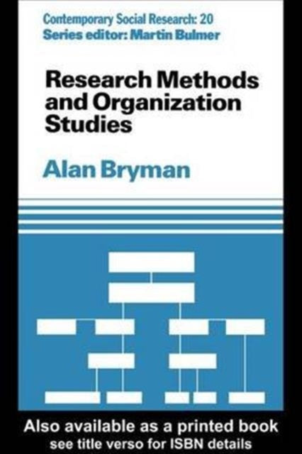 Book cover of: Research Methods and Organization Studies. By: Alan Bryman