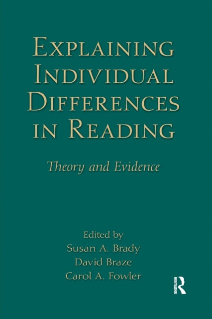 Book cover of: Explaining Individual Differences in Reading. By: Susan A. Brady