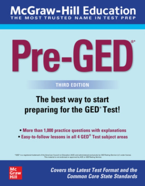 Book cover of: McGraw-Hill Education Pre-GED, Third Edition. By: McGraw Hill Editors