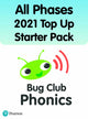 Book cover of: Bug Club Phonics All Phases 2021 Top Up Starter Pack (46 books). By: Sarah Loader