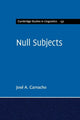 Book cover of: Null Subjects. By: José A. Camacho