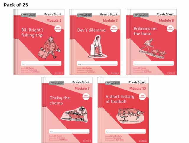 Book cover of: Read Write Inc. Fresh Start: 2024 Modules 6-10 - Pack of 25. By: Ruth Miskin