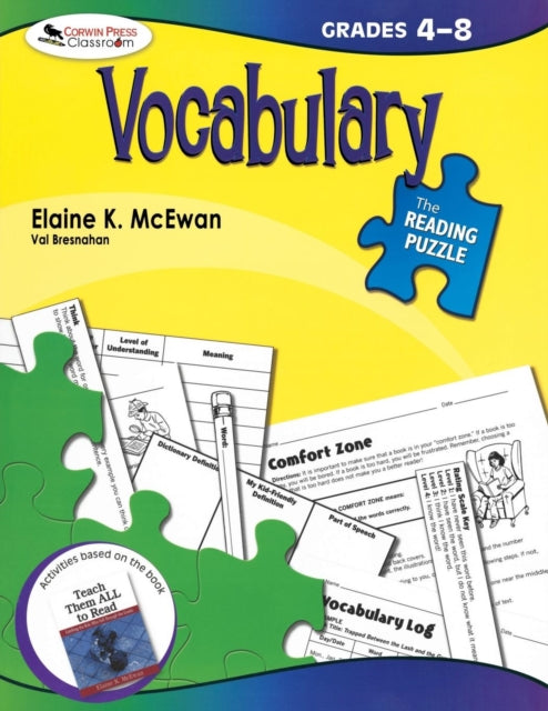 Book cover of: Reading Puzzle: Vocabulary, Grades 4-8. By: Elaine K. McEwan