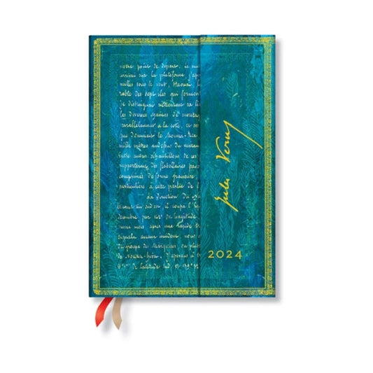 Book cover of: Verne, Twenty Thousand Leagues (Embellished Manuscripts Collection) Midi Vertical 12-month Dayplanner 2024 (Wrap Closure). By: Paperblanks