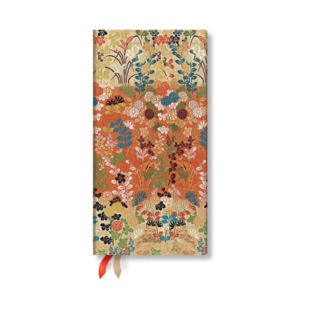 Book cover of: Kara-ori (Japanese Kimono) Slim Verso 12-month Dayplanner 2024. By: Paperblanks