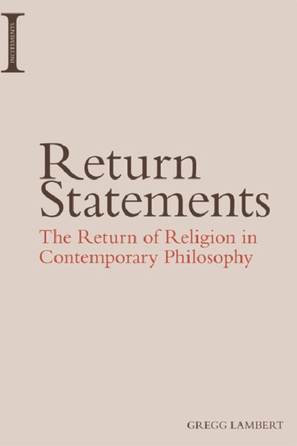 Book cover of: Return Statements. By: Gregg Lambert