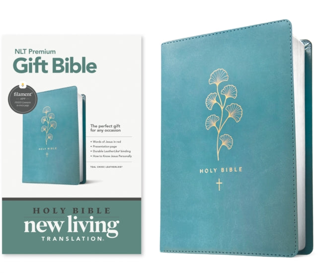 Book cover of: NLT Premium Gift Bible, Filament Enabled, Teal Cross. By: Tyndale