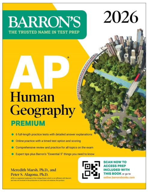 Book cover of: AP Human Geography Premium, 2026: Prep Book with 6 Practice Tests+ Comprehensive Review + Online Practice. By: Barron's Educational Barron's Educational Series