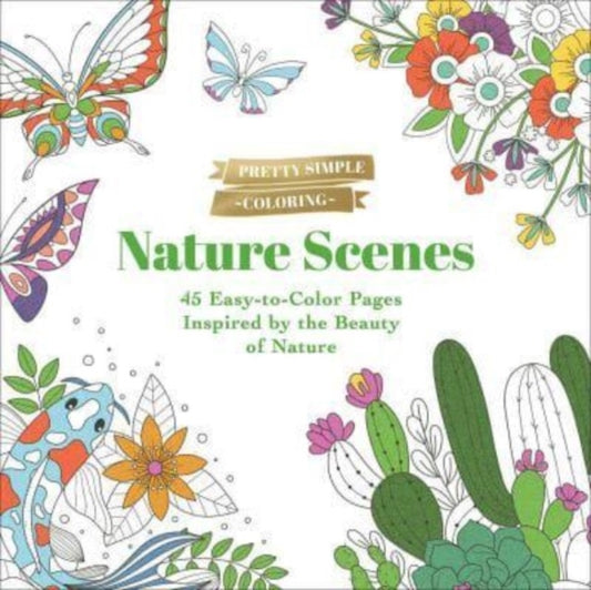 Book cover of: Pretty Simple Coloring: Nature Scenes. By: Adams Media