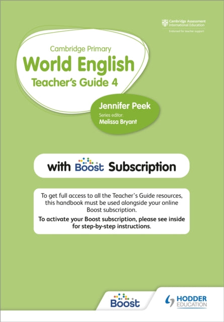 Book cover of: Cambridge Primary World English Teacher's Guide Stage 4 with Boost Subscription. By: Jennifer Peek