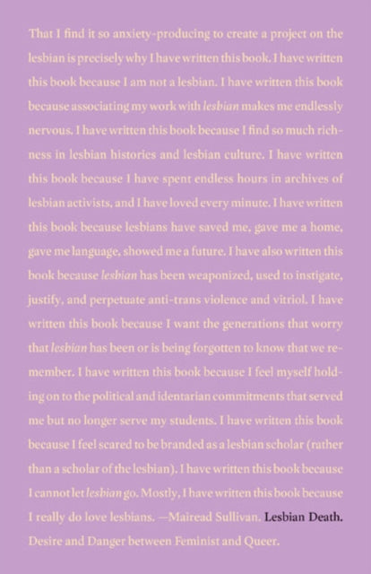 Book cover of: Lesbian Death. By: Mairead Sullivan