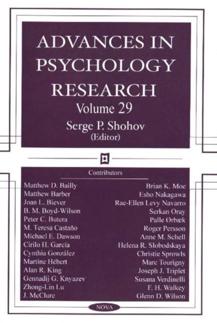 Book cover of: Advances in Psychology Research. By: Serge P. Shohov