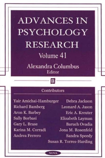 Book cover of: Advances in Psychology Research. By: Alexandra Columbus