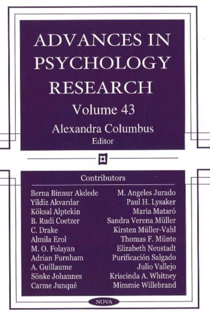 Book cover of: Advances in Psychology Research. By: Alexandra Columbus
