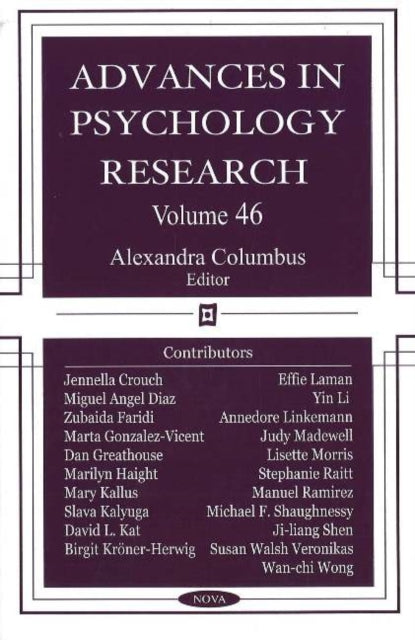 Book cover of: Advances in Psychology Research. By: Alexandra Columbus