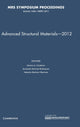 Book cover of: Advanced Structural Materials – 2012: Volume 1485. By: Hector A. Calderon