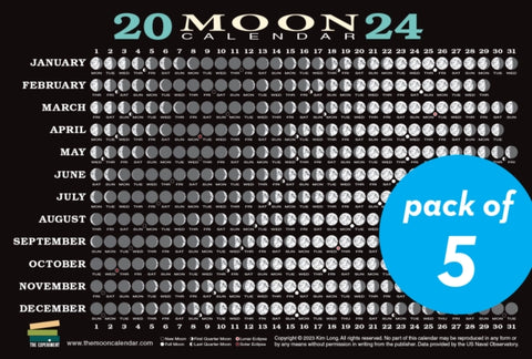 2024 Moon Calendar Card (5 pack)