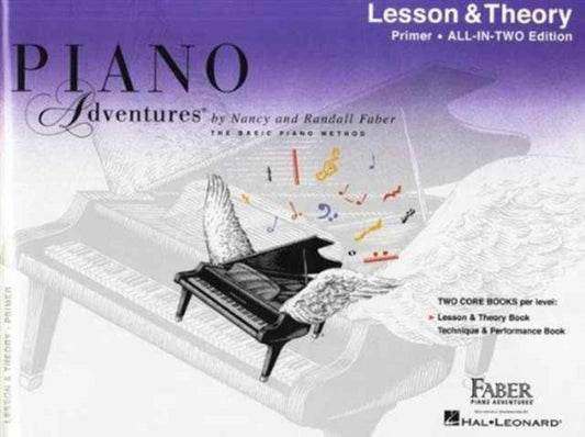 Book cover of: Piano Adventures All-In-Two Primer Lesson/Theory. By: NANCY FABER_RANDALL
