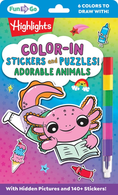 Book cover of: Color-In Stickers and Puzzles! Adorable Animals. By: Highlights
