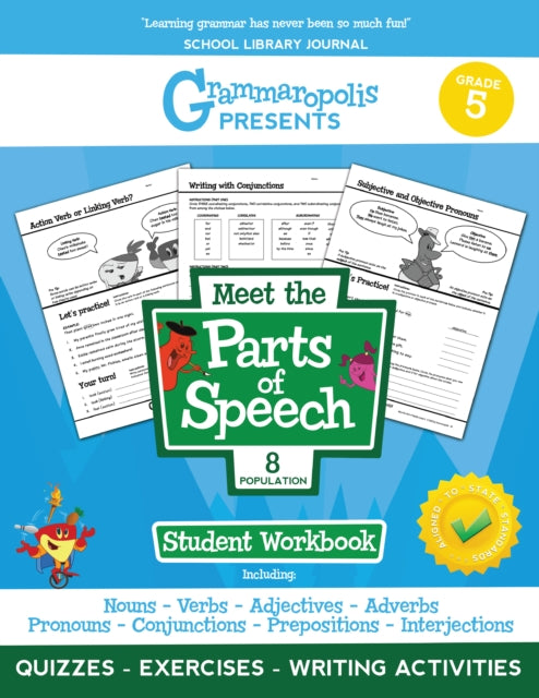Book cover of: Parts of Speech Workbook, Grade 5
