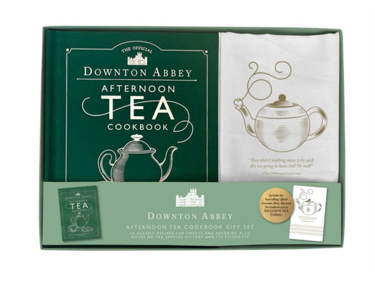 Book cover of: Official Downton Abbey Afternoon Tea Cookbook Gift Set [book + tea towel]. By: Downton Downton Abbey