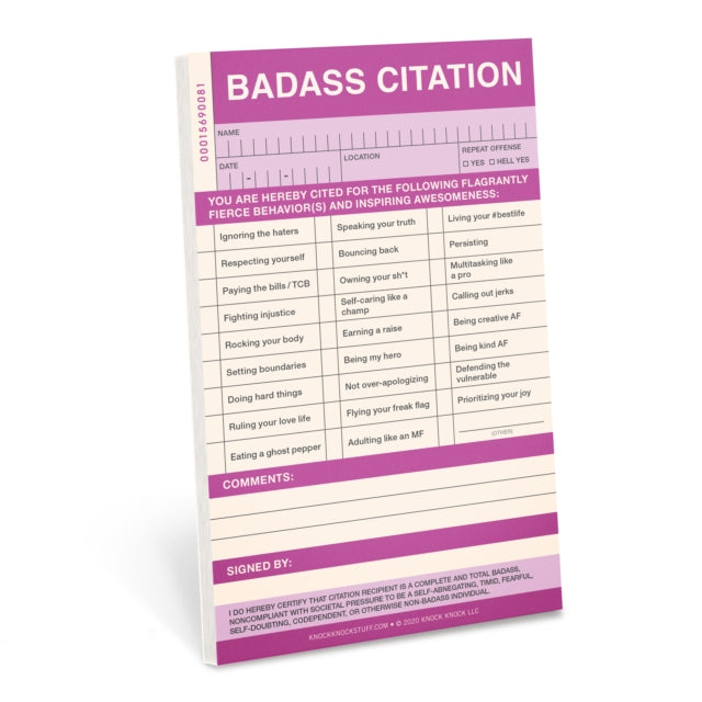 Book cover of: Knock Knock Badass Sticky Citation Pad