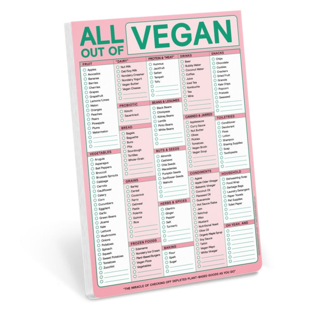 Book cover of: Knock Knock All Out Of Vegan (with magnet) Classic Pad (Pastel Version). By: Knock Knock Knock