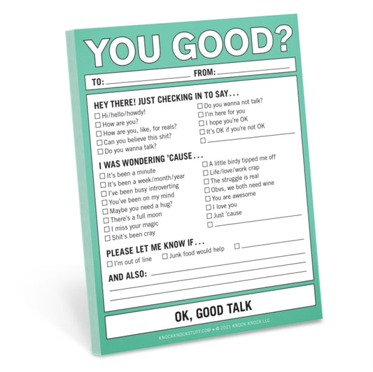 Book cover of: Knock Knock You Good? Nifty Note Pad. By: Knock Knock Knock