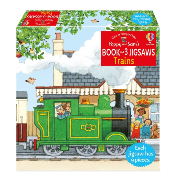 Book cover of: Poppy and Sam's Book and 3 Jigsaws: Trains. By: AMERY, HEATHER