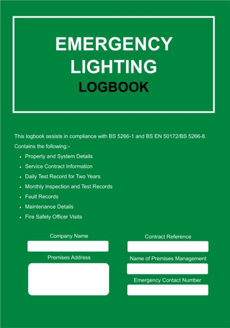 Book cover of: Emergency Lighting Logbook