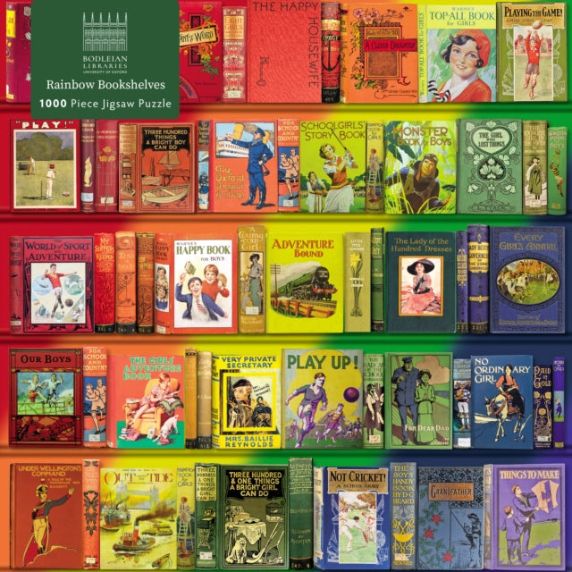 Book cover of: Adult Jigsaw Puzzle Bodleian Libraries: Rainbow Bookshelves. By: Flame Tree Studio