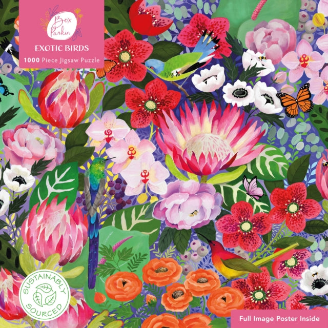 Book cover of: Adult Sustainable Jigsaw Puzzle Bex Parkin: Exotic Birds. By: Flame Tree Studio