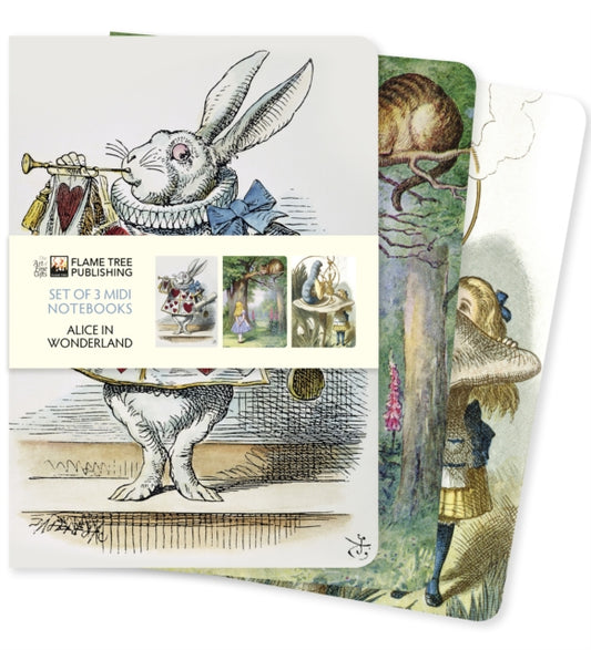 Book cover of: Alice in Wonderland Set of 3 Midi Notebooks. By: Flame Tree Studio