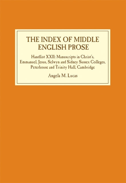Book cover of: The Index of Middle English Prose. By: Angela M. Lucas