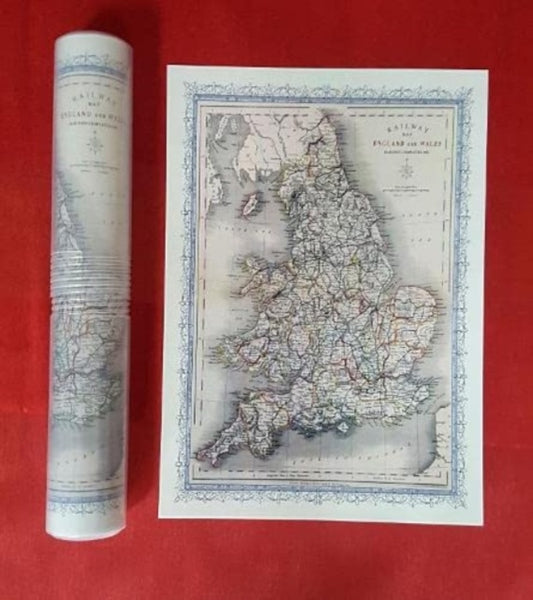 Book cover of: Railway Map of England and Wales 1852 - Old Map Supplied Rolled in a Clear Two Part Presentation Tube - Print Size 45cm x 32cm