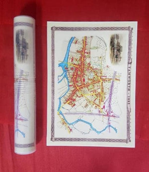 Tamworth 1885 - Old Map Supplied Rolled in a Clear Two Part Screw Presentation Tube