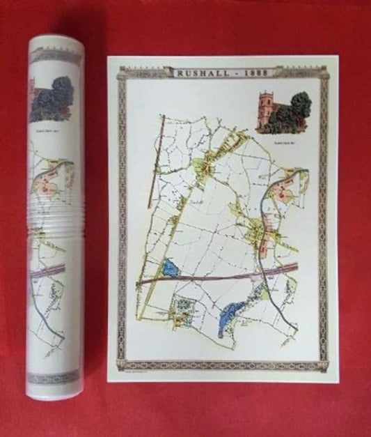 Book cover of: Rushall to Daw End 1888 - Old Map Supplied Rolled in a Clear Two Part Screw Presentation Tube - Print size 45cm x 32cm