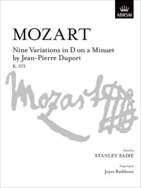 Book cover of: Nine Variations in D on a Minuet by Jean-Pierre Duport, K. 573